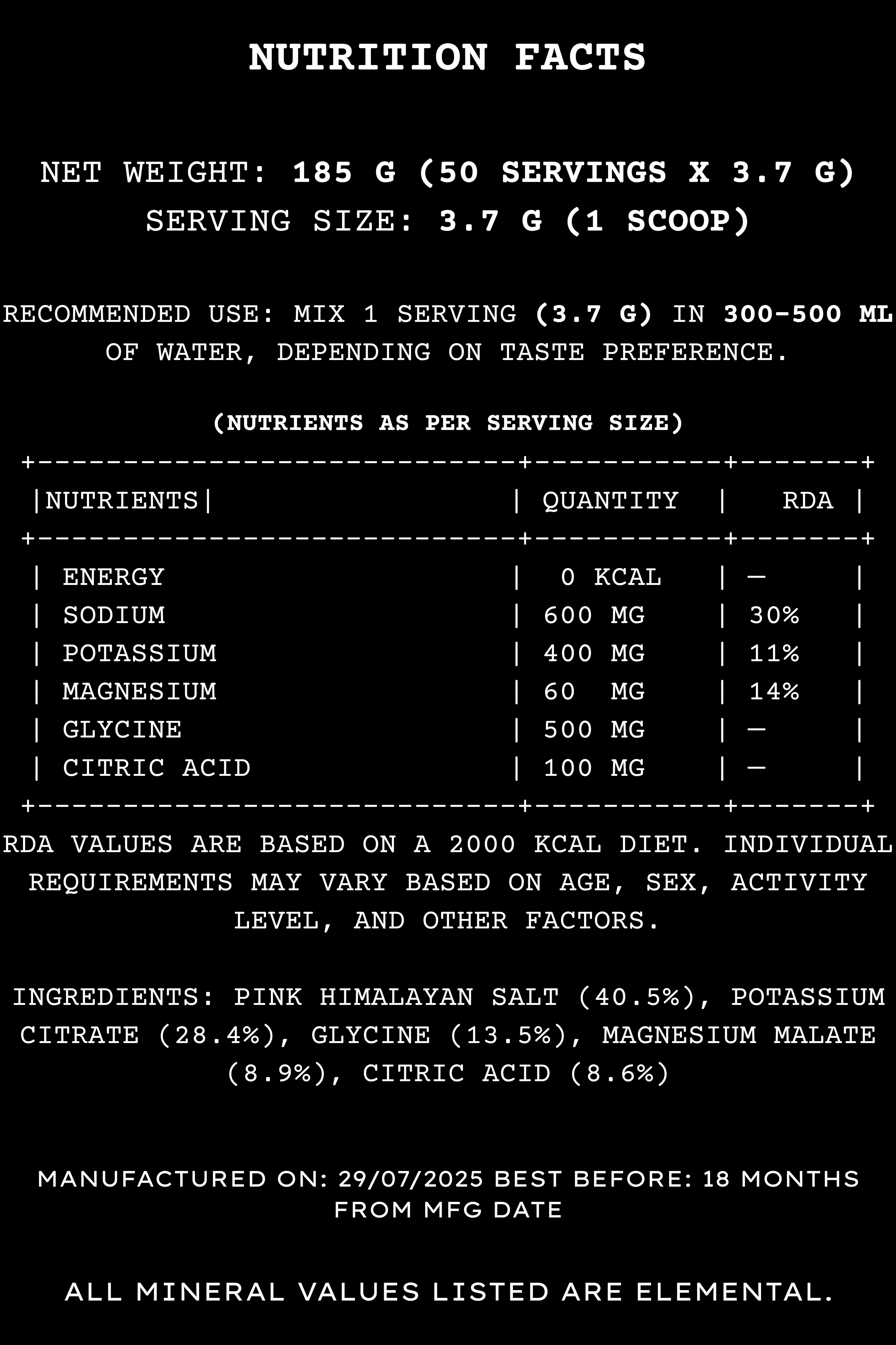Nutrition Label